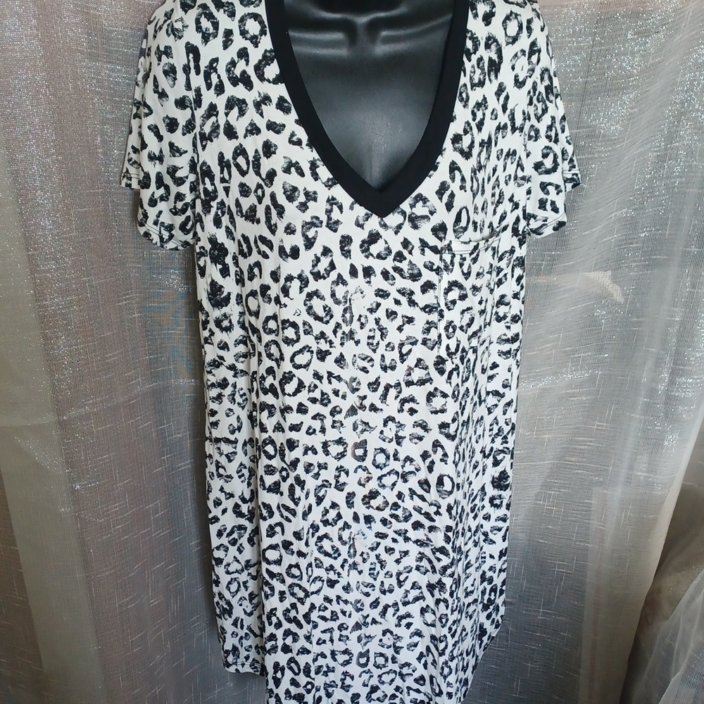 Happy Days Tee Shirt Dress, super soft, cream/black leopard print